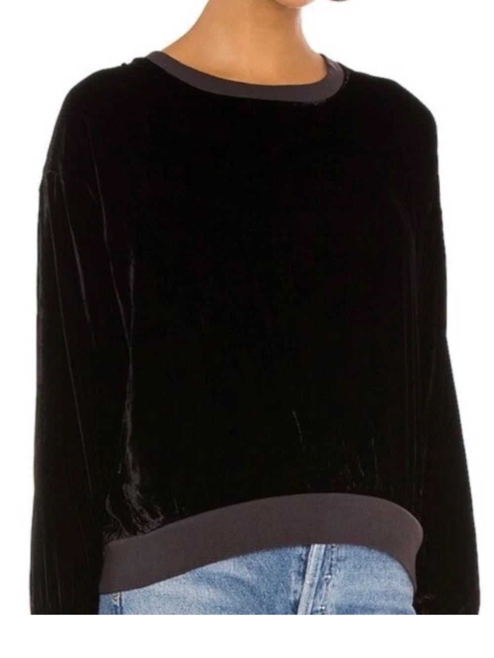 YOUNG FABULOUS & BROKE NWT  Caroline VELVET VELOUR Black SWEATSHIRT  Size Small